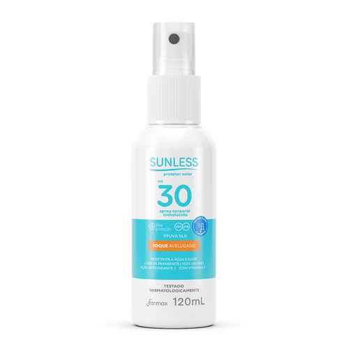 PROTETOR SOLAR SPRAY TRANSLUCIDO FPS30 SUNLESS 120ML